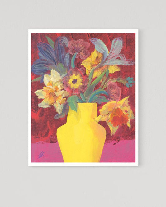 Yellow Vase Red Room Print- 2 sizes, 2 framed options - Gabriella Buckingham