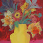 Yellow Vase In a Red Room - a floral still life on paper - Gabriella Buckingham