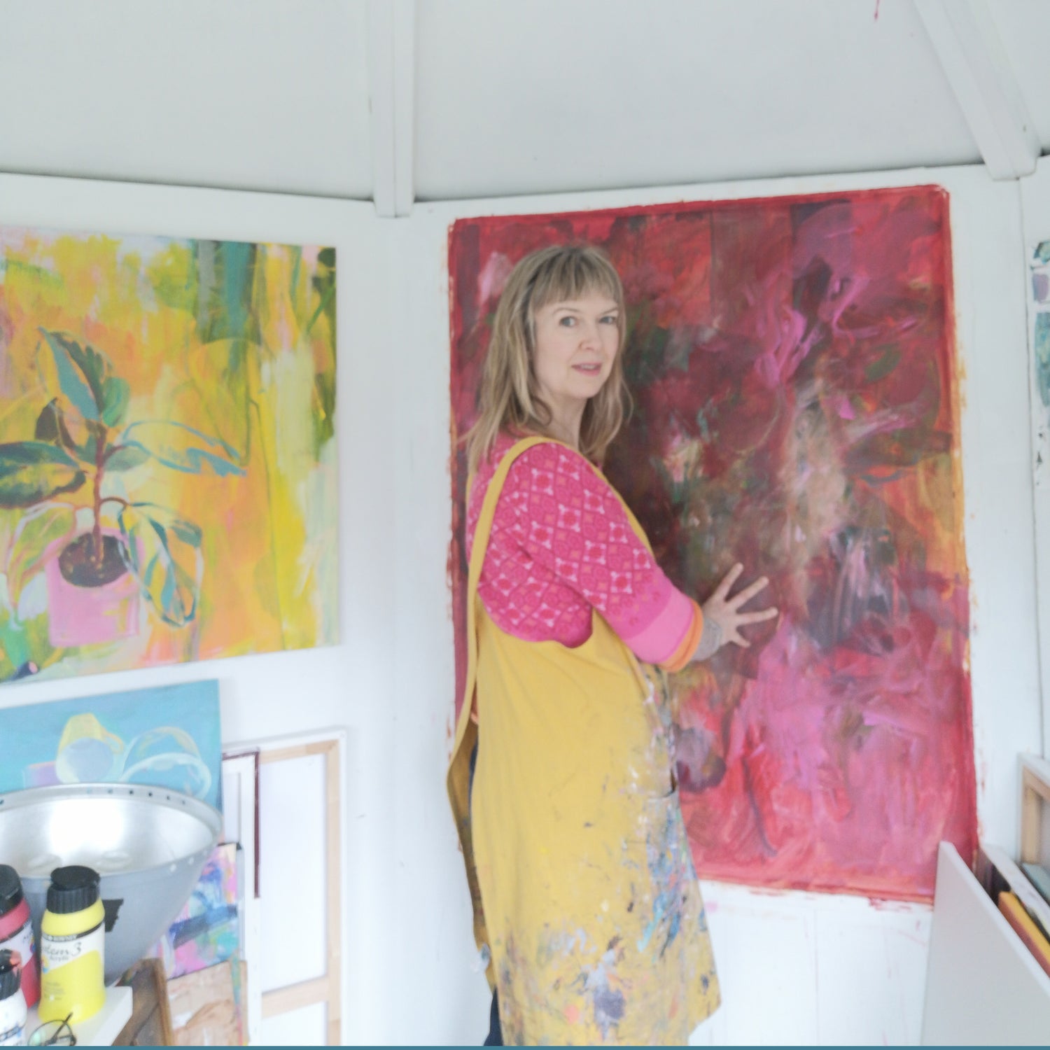 artist gabriella buckingham with still life abstract paintings
