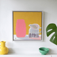 a framed still life painting of two vessels a coral vase and a recoiling jug